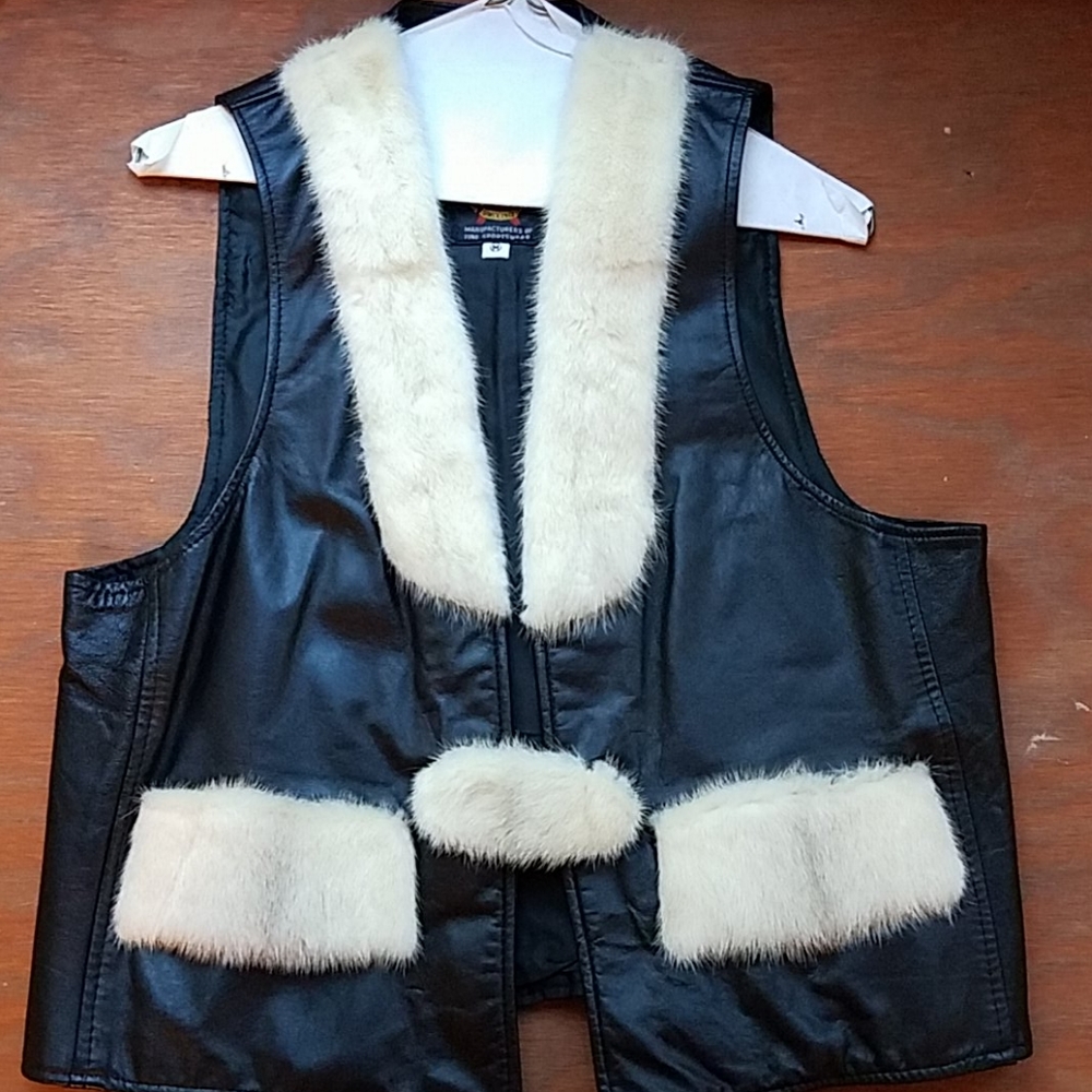 Vintage Schott Leather and Mink Vest